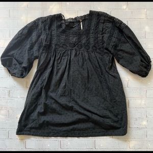 Free People Azalea Tunic Top in Washed Black, size M